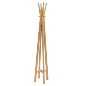 totem coat and hat stand - oiled oak - striking freestanding wooden coat and hat stand with umbrella hook