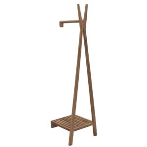 totem wall mounted clothes rail - solid wood clothes rail with lower storage shelf.