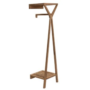 totem wall mounted clothes rail with top shelf - solid wood clothes rail with lower storage shelf