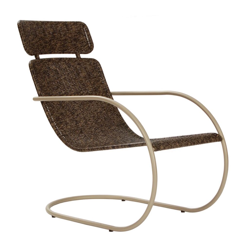 curve plus easy chair - punto nero coloured fantechi weave on a warm grey powder coated steel frame.