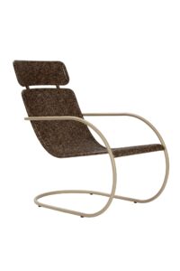 curve plus easy chair - punto nero coloured fantechi weave on a warm grey powder coated steel frame.