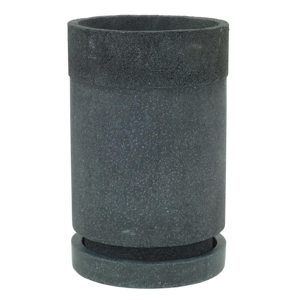 cylindrical planter - medium - black - terrazzo planter with drip tray