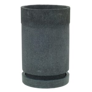 cylindrical planter - medium - black - terrazzo planter with drip tray
