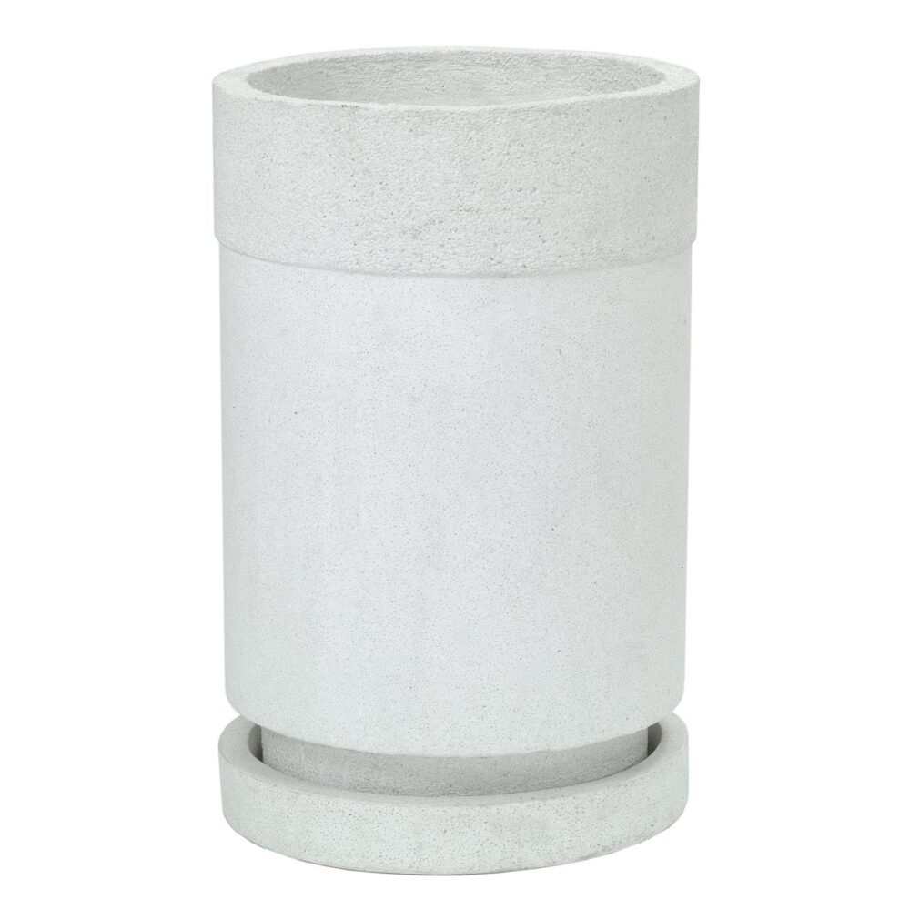 cylindrical planter - medium - white - terrazzo planter with drip tray