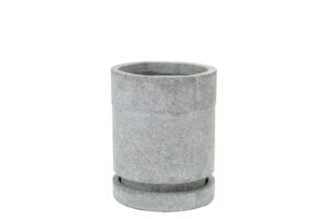 cylindrical planter - small - grey - terrazzo planter with drip tray