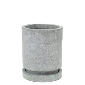 cylindrical planter - small - grey - terrazzo planter with drip tray