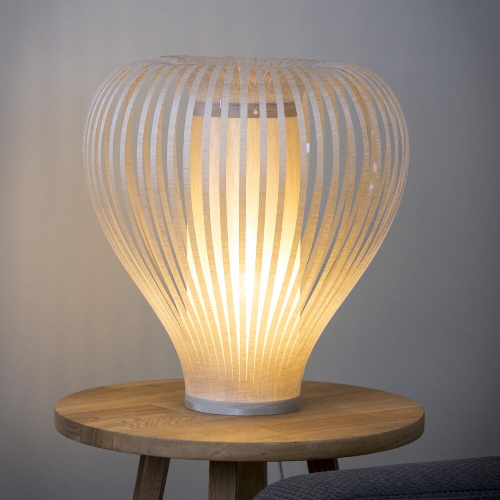 balloon table lamp - taupe - mood - shown with tenby 40 table