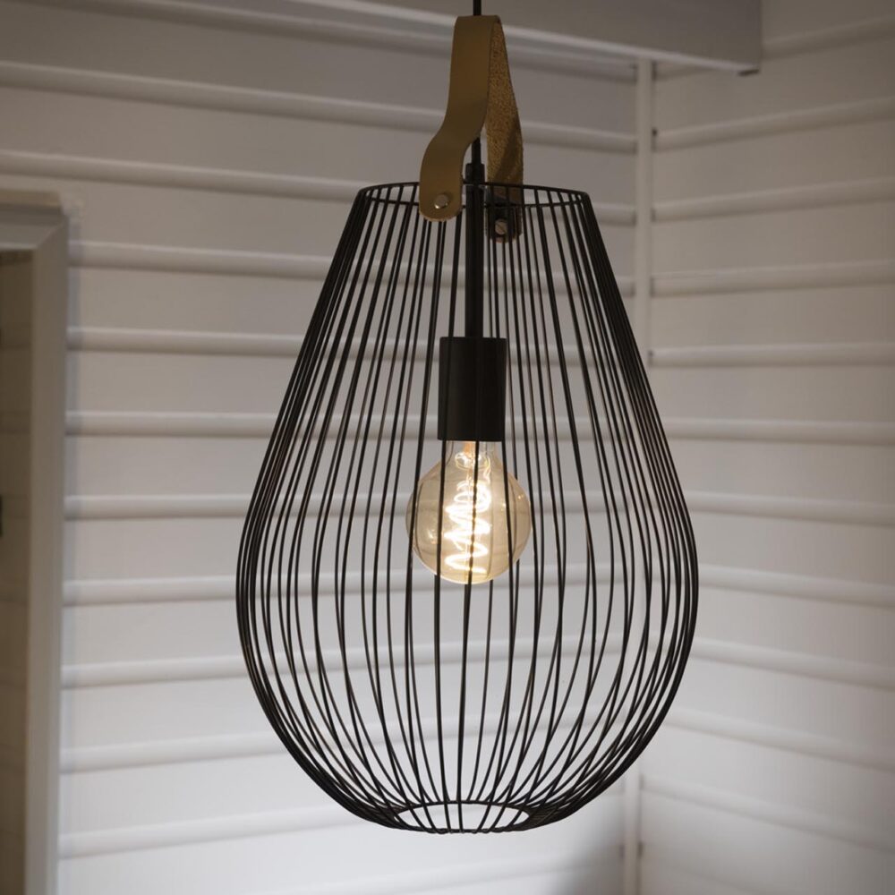 cage large pendant lamp - black wire style cage lamp