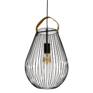 cage large pendant lamp - black wire style cage lamp