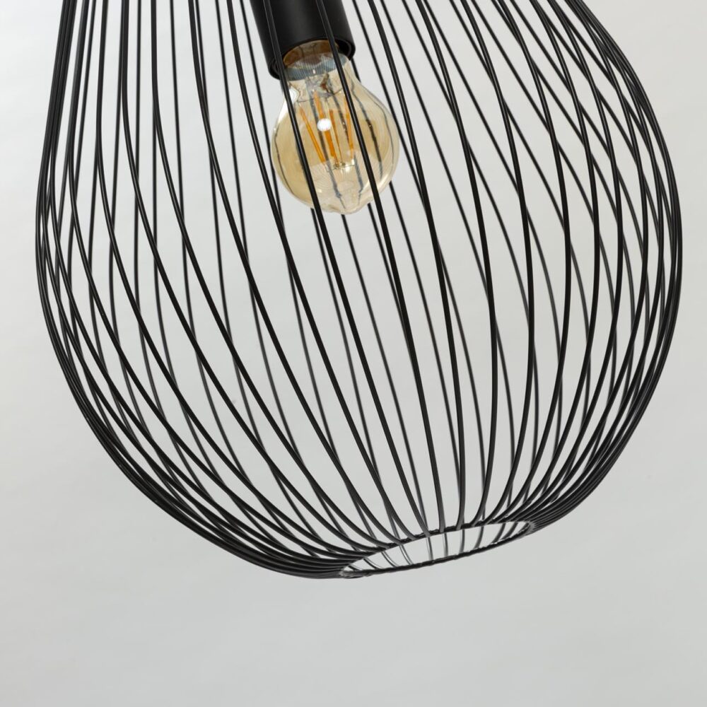 cage large pendant lamp - black, wire style cage lamp - detail