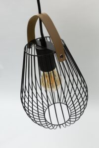 cage small pendant lamp - black wire style cage lamp - detail