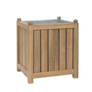 citroen teak planter - 45cm - with galvanised steel liner