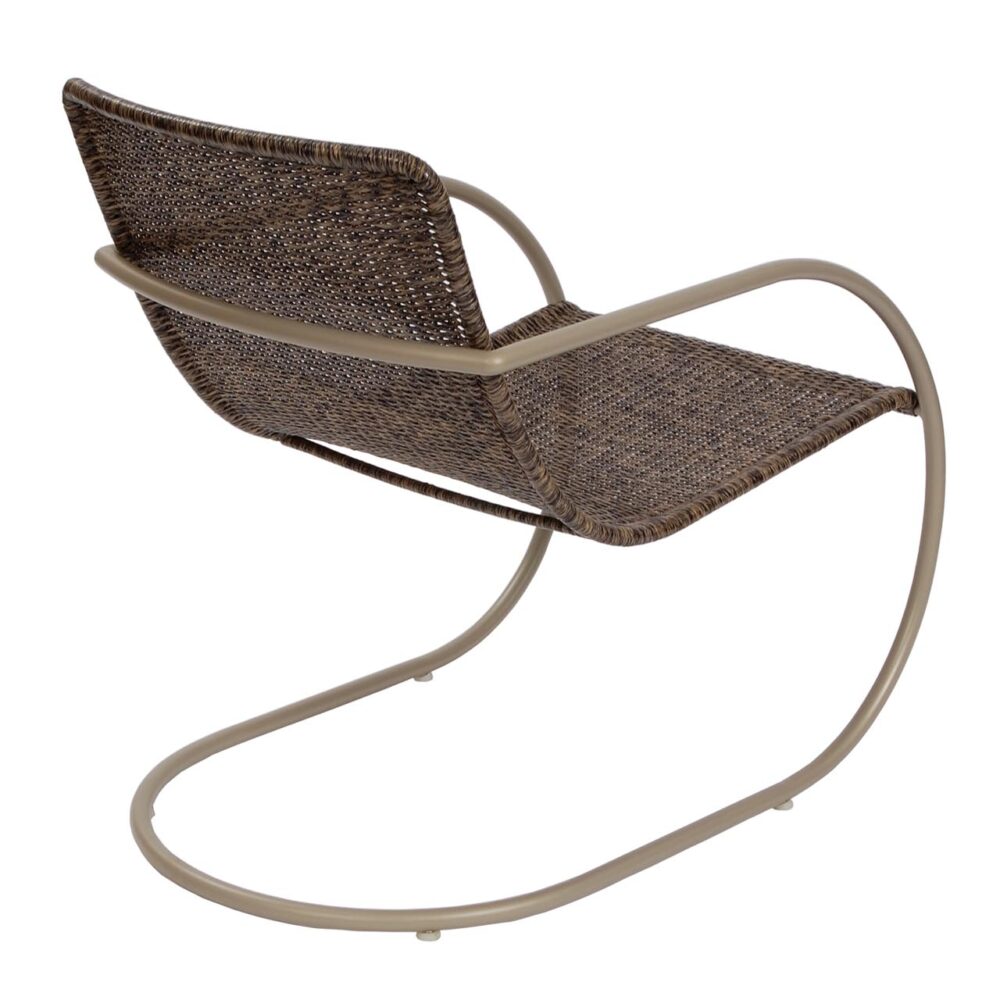 curve easy chair - punto nero coloured fantechi weave on a warm grey powder coated steel frame.