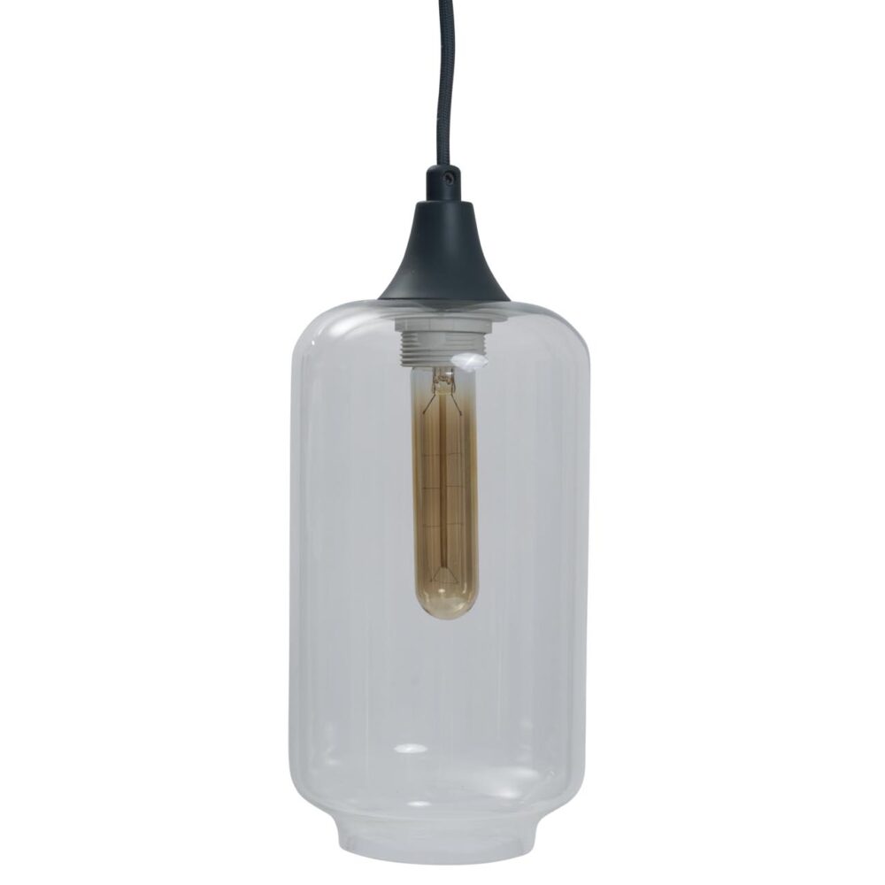 dome pendant lamp - grey / clear glass - jar style hanging lamp