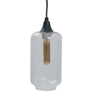 dome pendant lamp - grey / clear glass - jar style hanging lamp