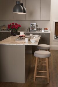 hops kitchen stool - teak stool with upholstered seat - made to order