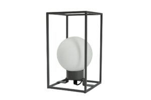 kew table lamp - opal glass globe with dark grey metal frame