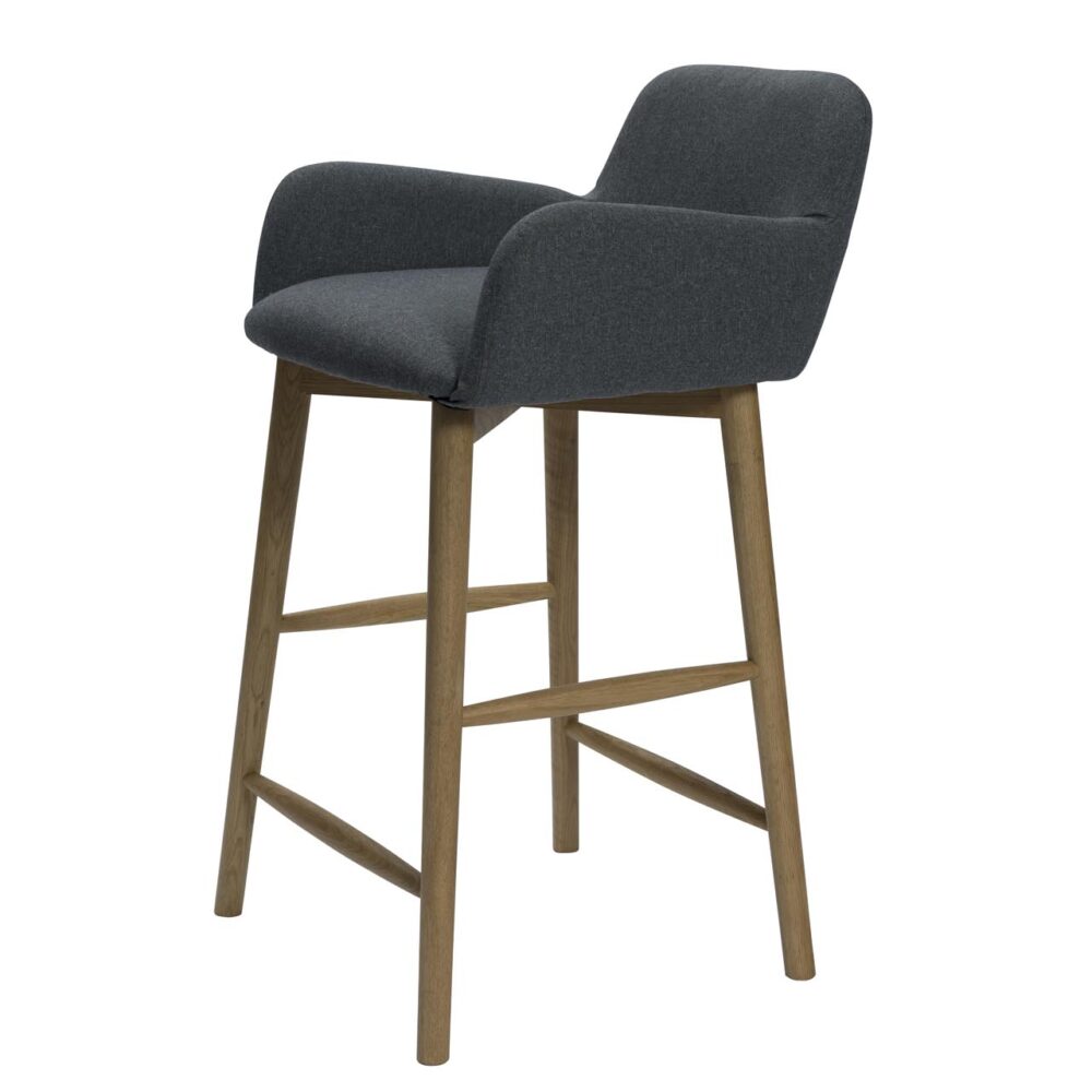 lauren kitchen stool - anthracite - upholstered kitchen stool with solid oak legs