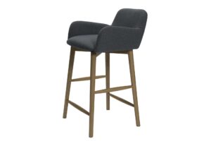 lauren kitchen stool - anthracite - upholstered kitchen stool with solid oak legs