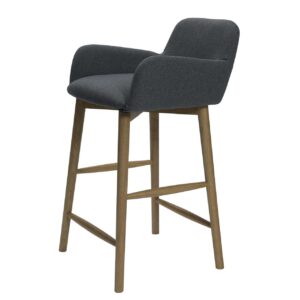 lauren kitchen stool - anthracite - upholstered kitchen stool with solid oak legs