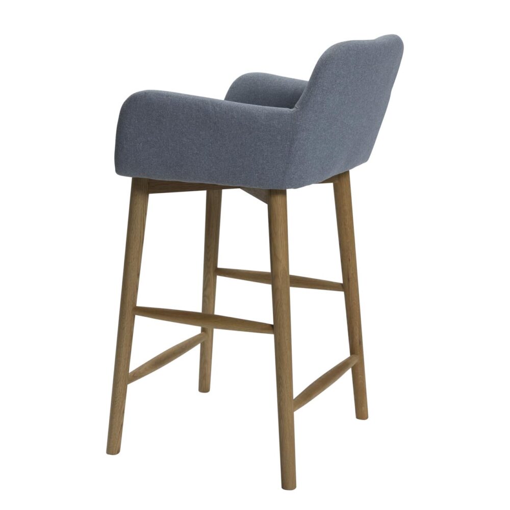 lauren kitchen stool - mid grey - upholstered kitchen stool with solid oak legs
