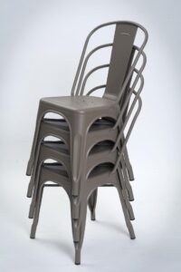 mess dining chairs - clay - stacked picture of our pressed metal dining chairs