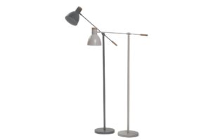 newlyn adjustable floor lamps - soft white and mid grey