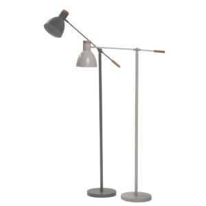 newlyn adjustable floor lamps - soft white and mid grey