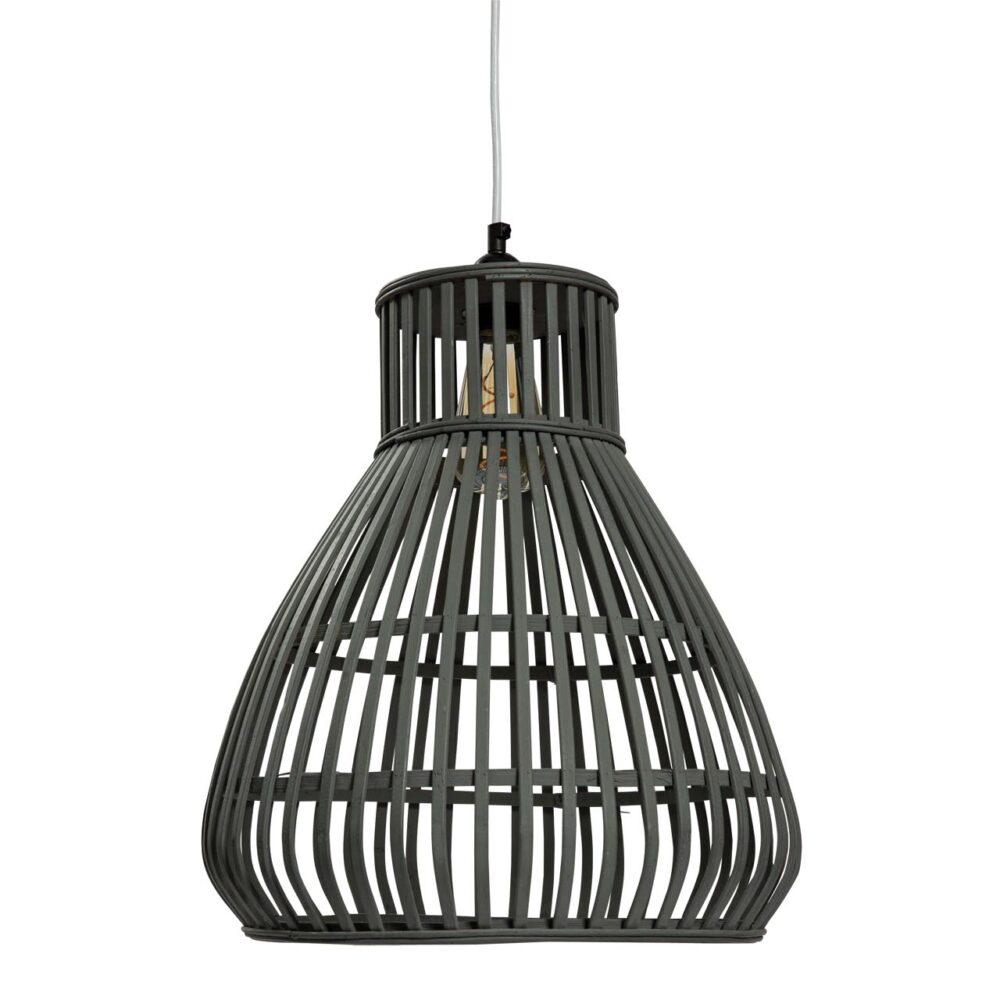osaka bamboo pendant shade - dark-grey - handmade wooden hanging lamp