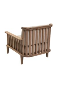 paling indoor armchair - profile - wooden armchair with upholstered seat and back - view of slatted wooden back