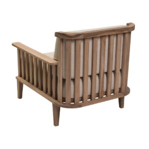 paling indoor armchair - profile - wooden armchair with upholstered seat and back - view of slatted wooden back