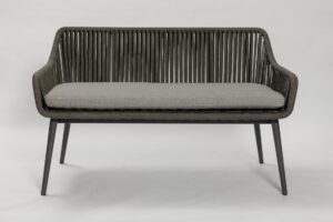 portofino bench sofa - synthetic rope weave - anthracite coloured powder coated aluminium frame - front view