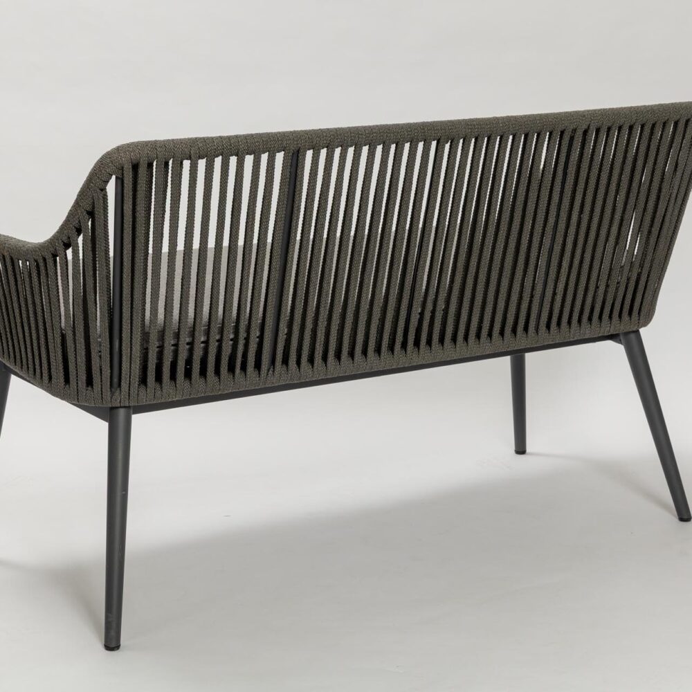 portofino bench sofa - synthetic rope weave - anthracite coloured powder coated aluminium frame - rear view