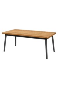 portofino coffee table - slatted teak top, anthracite coloured powder coated aluminium frame.