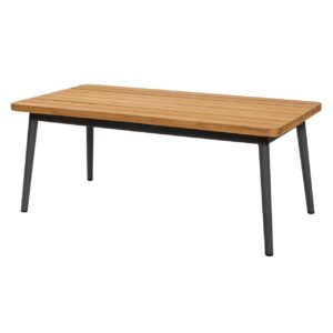 portofino coffee table - slatted teak top, anthracite coloured powder coated aluminium frame.