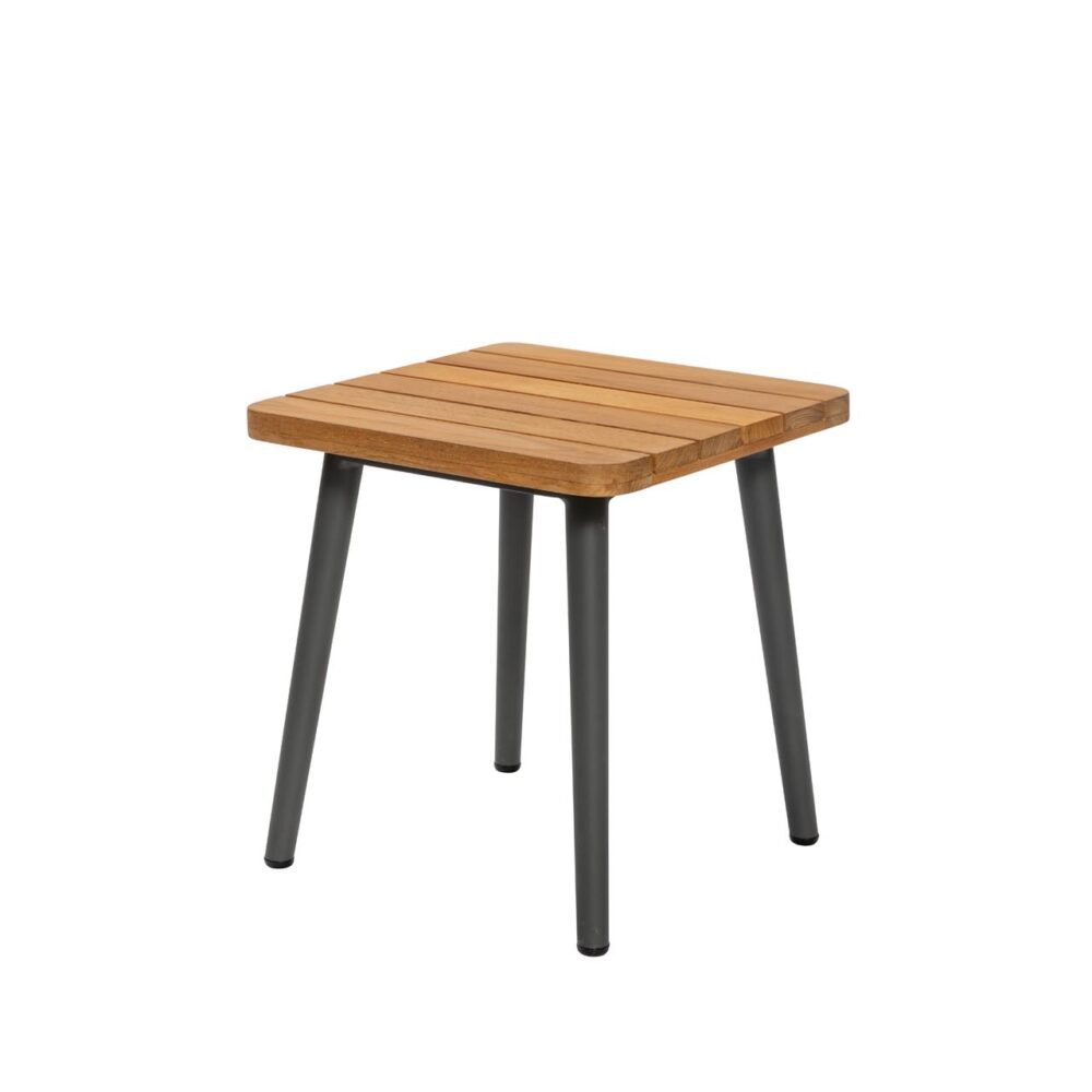 portofino side table - slatted teak top, anthracite coloured powder coated aluminium frame.