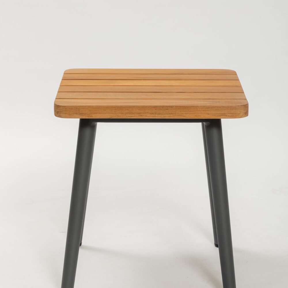 portofino side table - slatted teak top, anthracite coloured powder coated aluminium frame.