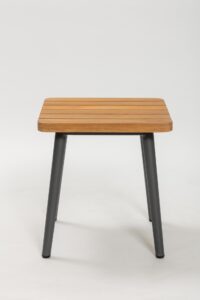 portofino side table - slatted teak top, anthracite coloured powder coated aluminium frame.