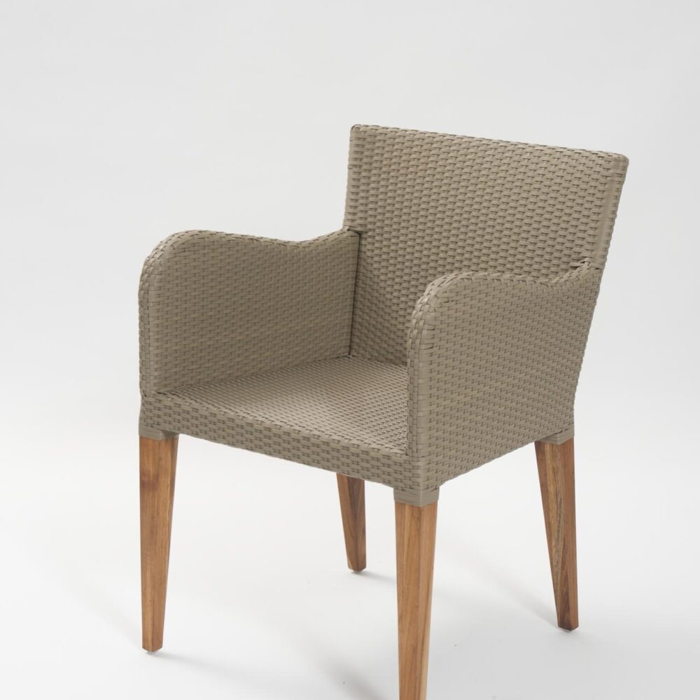 savoy outdoor dining armchair - kubu weave with teak legs