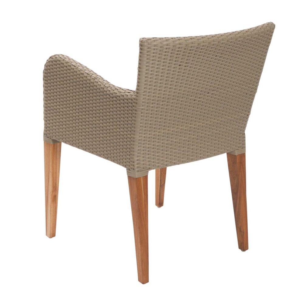 savoy outdoor dining armchair - kubu weave with teak legs