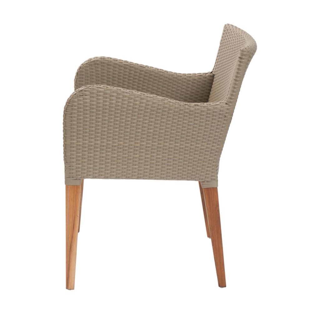 savoy outdoor dining armchair - kubu weave with teak legs