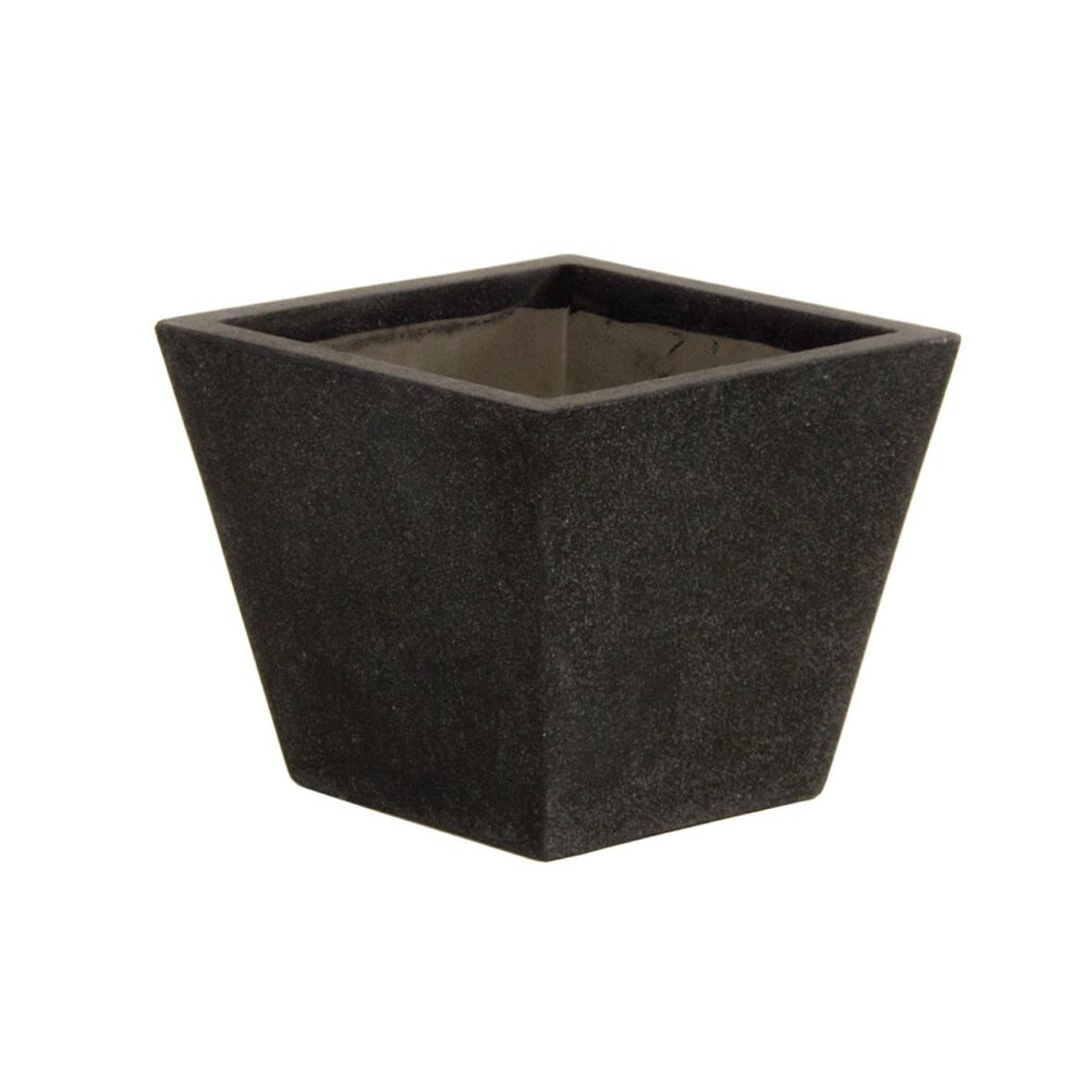squat tapered planter - small - black terrazzo