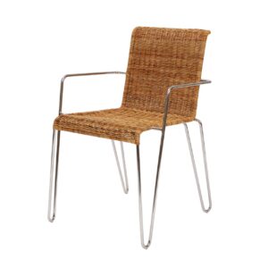 tangiers dining armchair - natural pulut & stainless steel