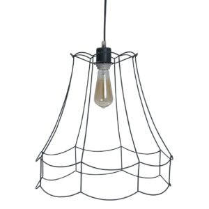 trad hanging shade - dark grey - wire frame shade in dark grey - shown with tahiti light fitting