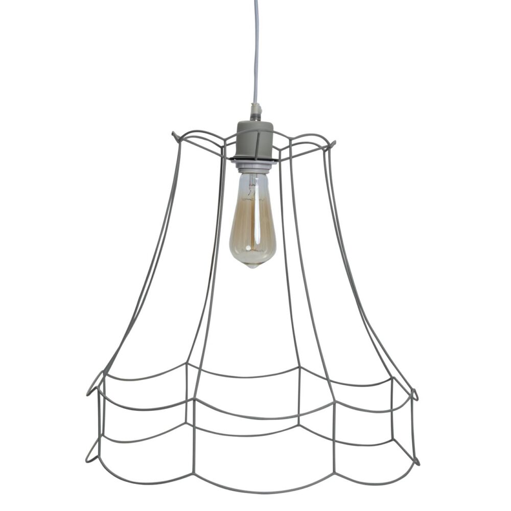 trad hanging shade - putty - wire frame shade in putty - shown with tahiti light fitting