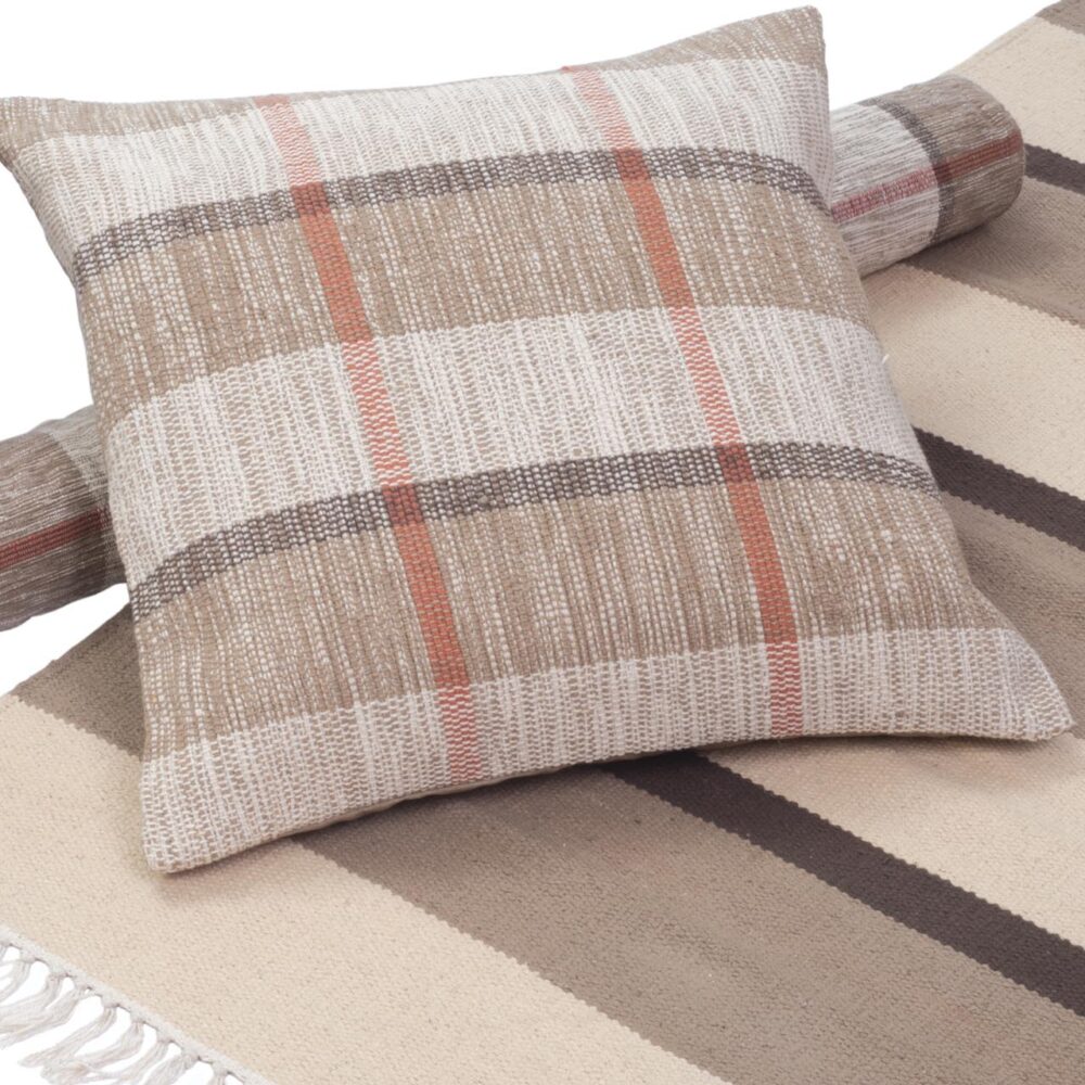 elements dhurrie and cushion - dune