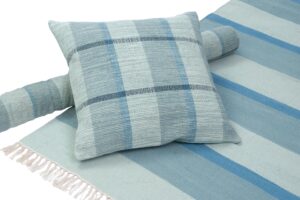 elements dhurrie and cushion - lagoon