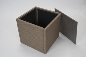 clumber outdoor storage cube / table - woven cube in synthetic weave with a poly-wood top.
