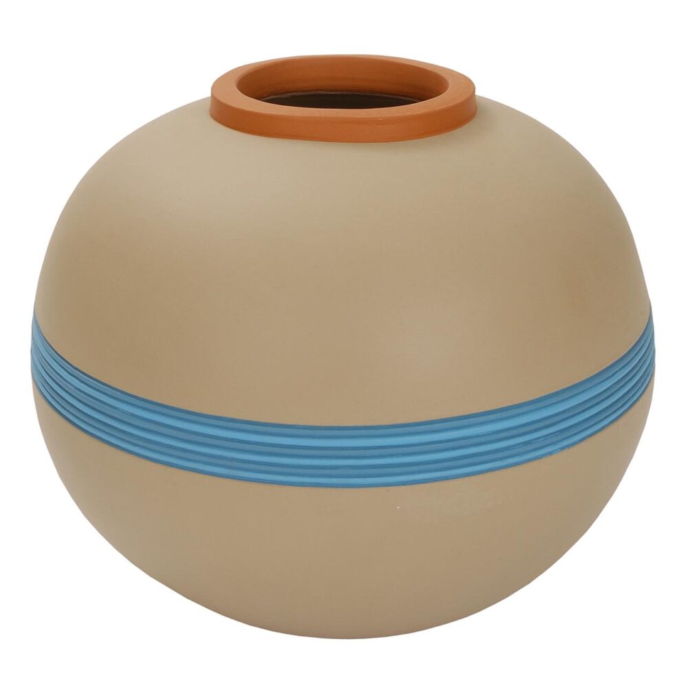 cordoba jar - blue - large floor standing terracotta jar - hand thrown and painted