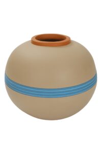 cordoba jar - blue - large floor standing terracotta jar - hand thrown and painted